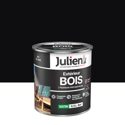 Peinture bois noir RAL 9005 satin 500 ml JULIEN