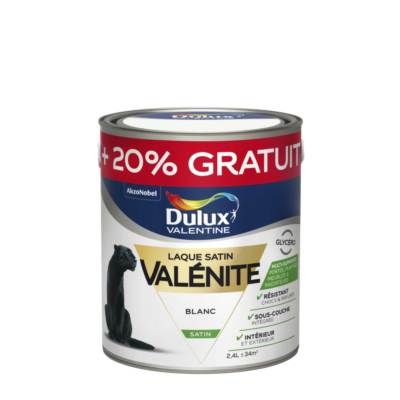 Peinture Laque Valénite Blanc satin 2 l + 20 % - DULUX VALENTINE