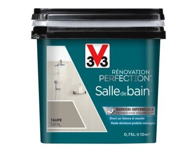 Peinture de rénovation pour salle de bains finition satinée taupe 750 ml V33