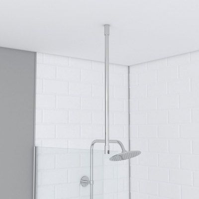 Barre de fixation plafond chromée 60 cm redécoupable paroi de douche à l'italienne AURLANE