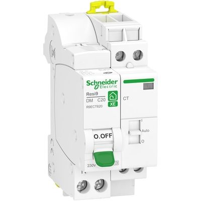 Contacteur jour nuit 20A + disjoncteur divisionnaire 20A courbe C 3kA embrochable - Resi9 XE SCHNEIDER ELECTRIC