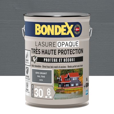 Bondex - Lasure Opaque - 8 ans - ind 30 - sat - 5l - gr granit ral7040