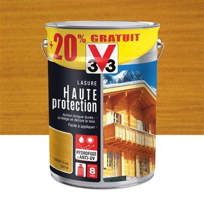 Lasure bois Haute Protection chêne clair 5 l + 20 % gratuit V33