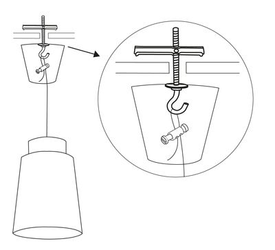 Piton à bascule acier pour suspension de luminaire TIBELEC