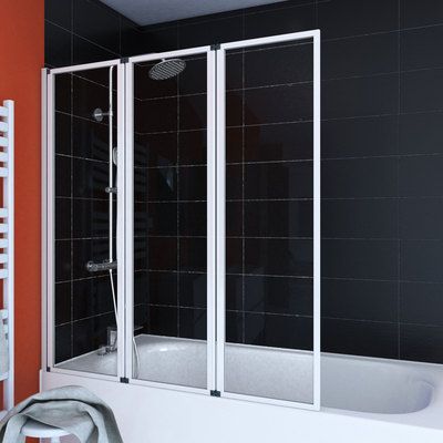 Pare-baignoire pivotant 3 volets blanc 143 x 125 cm AURLANE