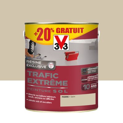 Peinture pour sol trafic extrême pierre 2,5 l + 20% gratuit V33