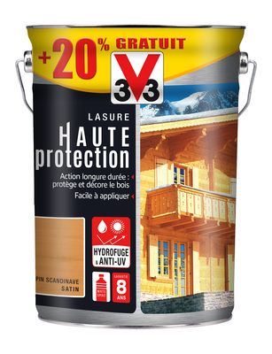 Lasure bois Haute Protection pin scandinave 5 l + 20 % gratuit V33