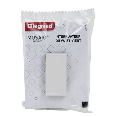 Interrupteur ou va-et-vient Easy-Led 10A 1 module finition blanche Mosaic LEGRAND