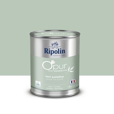 Peinture O'PUR mur & boiserie Vert Palatino satin 500 ml - RIPOLIN
