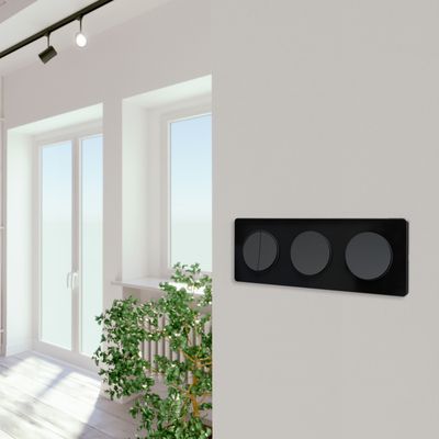 Plaque de finition 3 postes anthracite finition miroir - Odace Touch SCHNEIDER ELECTRIC