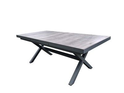 Table avec ouverture automatique aluminium et céramique Grey Hortense L 200 / 260 X l 100 X H 76 cm