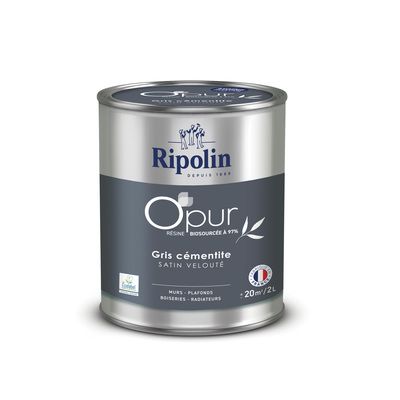 Peinture O'PUR Satin Gris Cementite 2L - RIPOLIN