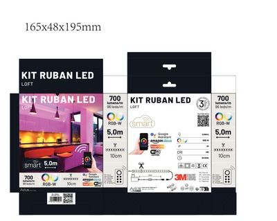 Ruban LED avec Wi-Fi 5m prêt à l'emploi multicolore + blanc 24W 12V ARLUX