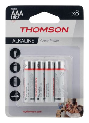 Piles alcalines AAA ou LR03 par 8 THOMSON