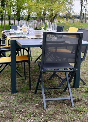 Table de jardin en aluminium à ouverture manuelle Capucine L 200 / 300 x l 100 x H 75 cm