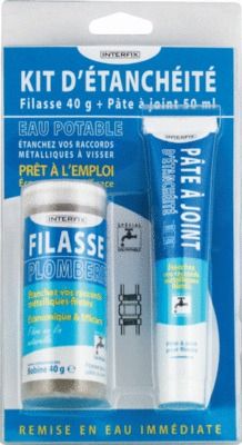 Kit d'étanchéité filasse 40 gr + pâte à joint 50 ml INTERPLAST