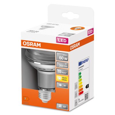 Ampoule LED E27 R80 4.3 W = 345 lumens blanc chaud OSRAM