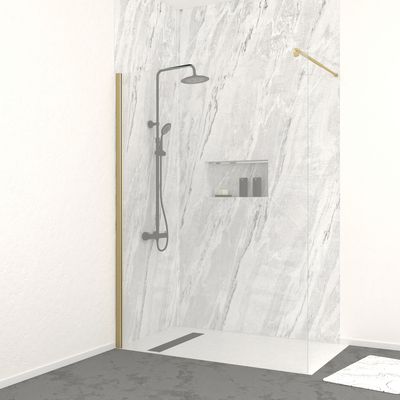 Paroi de douche Golden Edge avec déflecteur 80+40x200 cm or brossé AURLANE