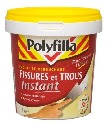 Enduit de rebouchage instantané pour trous et fissures en pâte 1kg POLYFILLA