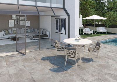 Carrelage de sol extérieur effet pierre gris nuage rectifié 60 x 60 paquet 1,08 m²