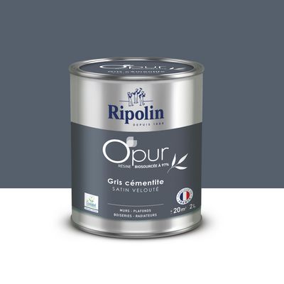 Peinture O'PUR Satin Gris Cementite 2L - RIPOLIN