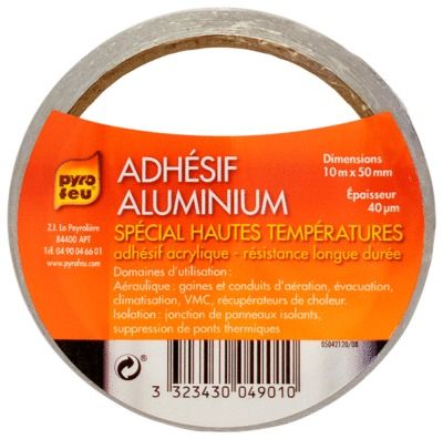 Ruban adhésif aluminium L 10 m x l 5 cm PYROFEU