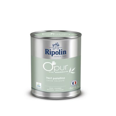 Peinture O'PUR mur & boiserie Vert Palatino satin 500 ml - RIPOLIN