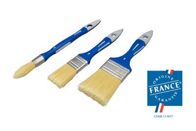 Lot de 3 Pinceaux plat et rechampir manche bi-matière toutes peintures SAVY