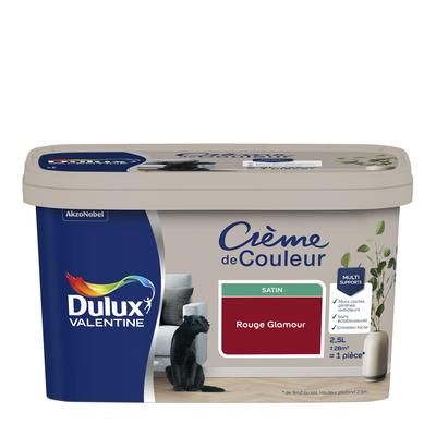 Peinture crème de couleur satin rouge glamour 2,5L - DULUX VALENTINE