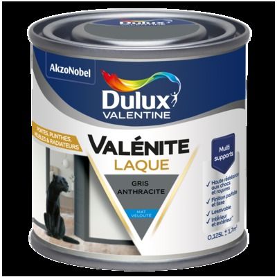 Peinture Boiseries Laque Acrylique Valénite Gris Anthracite Mat 125 ML - DULUX VALENTINE