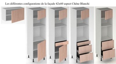 Façade de cuisine hotte chêne blanchi 42 x 60 cm pour meuble