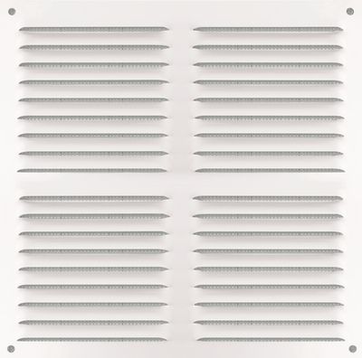 Grille d'aération carrée aluminium blanc à persienne 300x300 mm avec moustiquaire AUTOGYRE