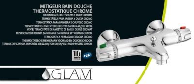 Mitigeur thermostatique bain et douche NF Glam chromé ESSEBAGNO