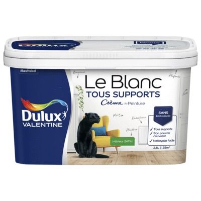 Peinture acrylique Tous Supports blanc satin 2,5 l - DULUX VALENTINE