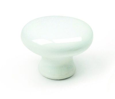 Bouton de meuble rond porcelaine blanc 26 mm diamètre 35 mm REI