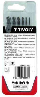 Forets à métaux HSS diamètre 2 à 8 mm par 6 TIVOLY