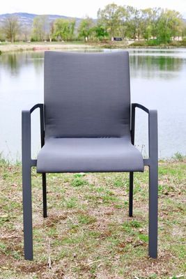 Fauteuil de jardin Jasmin en aluminium et textilène gris