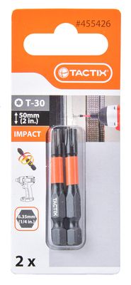 Embout de vissage Impact Torx T30 x L50 mm Chantier par 2 TACTIX