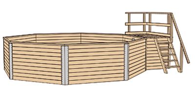 Piscine en bois massif octogonale 593 B T.2 WEKA