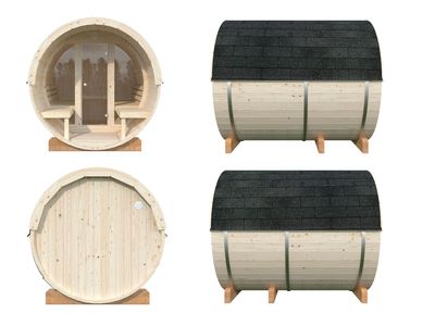 Sauna rond vitré Anita 1,3m2 + 0,7m2 épaisseur 42 mm Livraison incluse domicile  PALMAKO