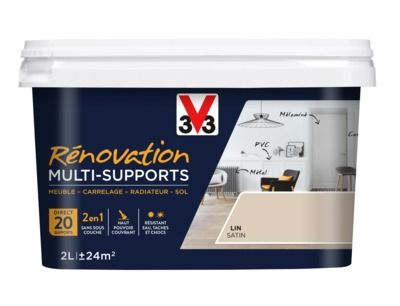 Peinture de rénovation multisupports finition satinée lin 2 l V33