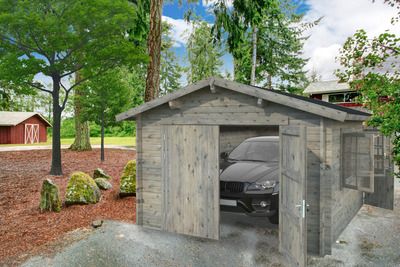 Garage bois Gris Roger 19m2 PALMAKO