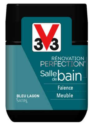 Peinture de rénovation pour salle de bains finition satinée bleu lagon 75 ml V33