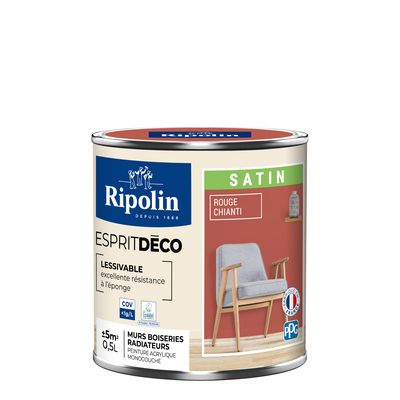 Peinture Intérieure Couleur - Satin - 0,5L - Rouge Chianti - RIPOLIN