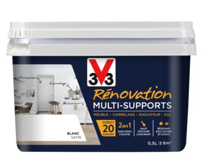 Peinture de rénovation multisupports finition satinée blanc 500 ml V33