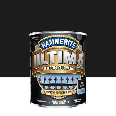 Peinture fer extérieure Ultima noir RAL 9005 brillant 2,5 l - HAMMERITE