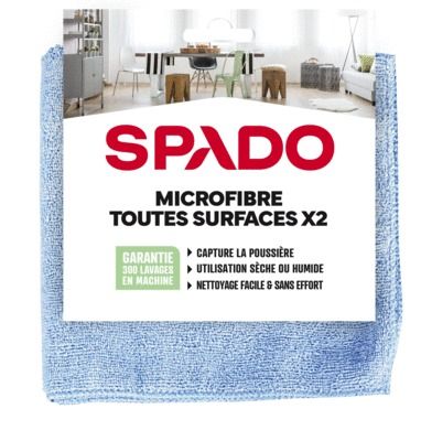 Lot de 2 Micofibre toutes surfaces 38 x38 cm SPADO