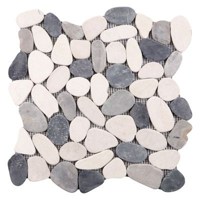 Mosaïque galet blanc et gris 30 x 30 cm MAT INTER