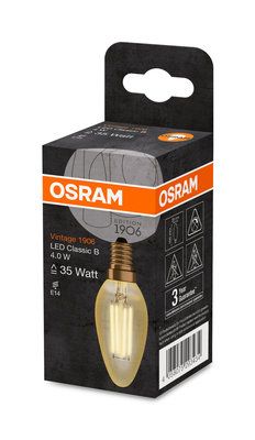 Ampoule LED E14 vintage 1906 flamme à filament 4 W = 410 lumens ambré OSRAM