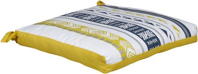 Galette de chaise en tissu imperméable 40 x 40 cm Ethnic coloris jaune moutarde SADY'S TRADING